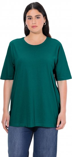 Ulla Popken Basic Round Neck Short Sleeve Relaxed Fit T-Shirt Teal Green - T-shirty - 