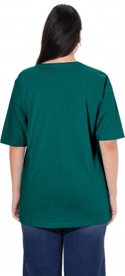 Ulla Popken Basic Round Neck Short Sleeve Relaxed Fit T-Shirt Teal Green - T-shirty - 