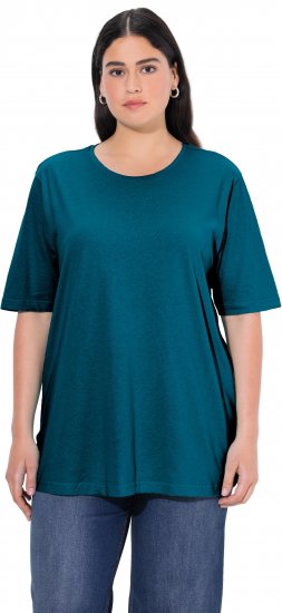 Ulla Popken Basic Round Neck Short Sleeve Relaxed Fit T-Shirt Dark Green - T-shirty - 