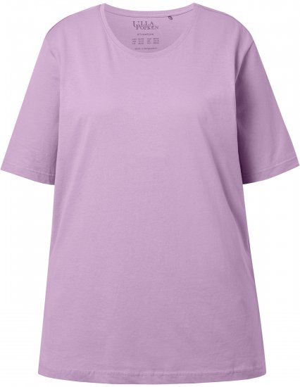 Ulla Popken Basic Round Neck Short Sleeve Relaxed Fit T-Shirt Lavender Pink - T-shirty - 