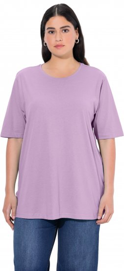 Ulla Popken Basic Round Neck Short Sleeve Relaxed Fit T-Shirt Lavender Pink - T-shirty - 