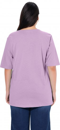 Ulla Popken Basic Round Neck Short Sleeve Relaxed Fit T-Shirt Lavender Pink - T-shirty - 