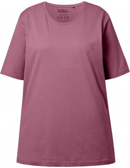 Ulla Popken Basic Round Neck Short Sleeve Relaxed Fit T-Shirt Dark Rose Red - T-shirty - 