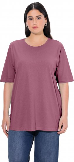 Ulla Popken Basic Round Neck Short Sleeve Relaxed Fit T-Shirt Dark Rose Red - T-shirty - 