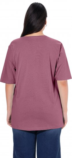Ulla Popken Basic Round Neck Short Sleeve Relaxed Fit T-Shirt Dark Rose Red - T-shirty - 
