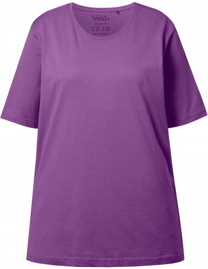 Ulla Popken Basic Round Neck Short Sleeve Relaxed Fit T-Shirt Purple - T-shirty - 