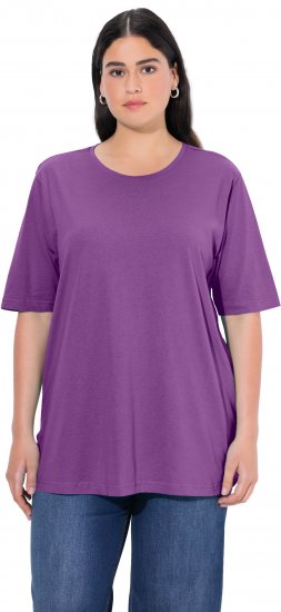 Ulla Popken Basic Round Neck Short Sleeve Relaxed Fit T-Shirt Purple - T-shirty - 
