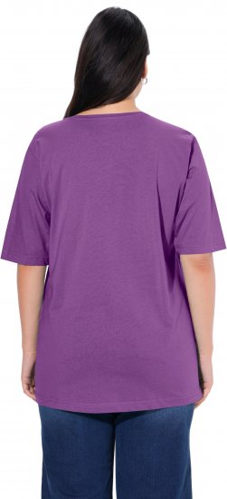 Ulla Popken Basic Round Neck Short Sleeve Relaxed Fit T-Shirt Purple - T-shirty - 
