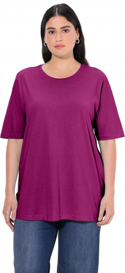 Ulla Popken Basic Round Neck Short Sleeve Relaxed Fit T-Shirt Berry Purple - T-shirty - 