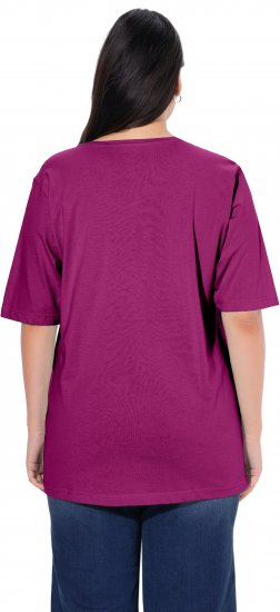Ulla Popken Basic Round Neck Short Sleeve Relaxed Fit T-Shirt Berry Purple - T-shirty - 