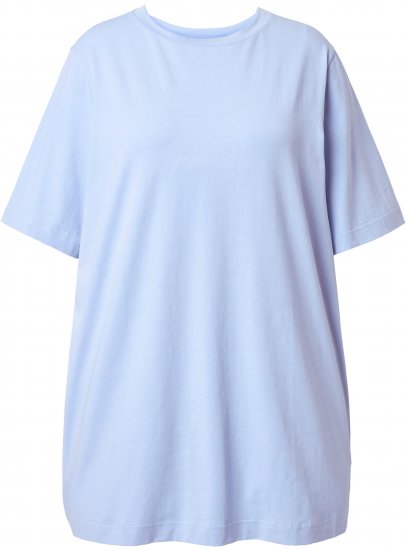 Ulla Popken Basic Round Neck Short Sleeve T-Shirt Light Blue - T-shirty - 