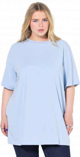 Ulla Popken Basic Round Neck Short Sleeve T-Shirt Light Blue - T-shirty - 