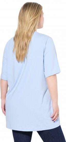 Ulla Popken Basic Round Neck Short Sleeve T-Shirt Light Blue - T-shirty - 