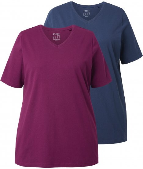 Ulla Popken Eco Cotton Basic T-Shirt 2-Pack Black/Red - T-shirty - 