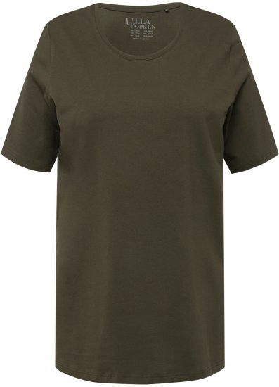 Ulla Popken Essential Round Neck Stretch Tee Forest Green - T-shirty - 