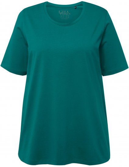 Ulla Popken Essential Round Neck Stretch Tee Dark Emerald - T-shirty - 