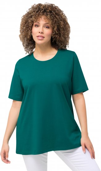 Ulla Popken Essential Round Neck Stretch Tee Dark Emerald - T-shirty - 