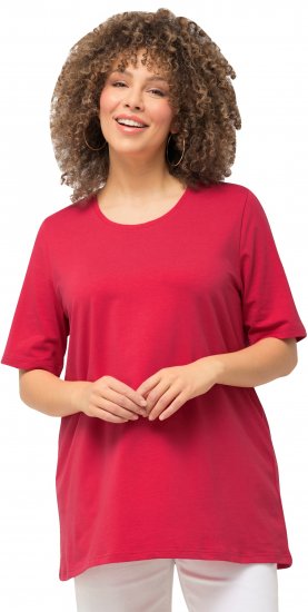 Ulla Popken Essential Round Neck Stretch Tee Dark Pink - T-shirty - 