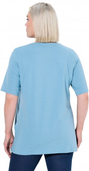Ulla Popken Essential Round Neck Stretch Tee Light Teal - T-shirty - 