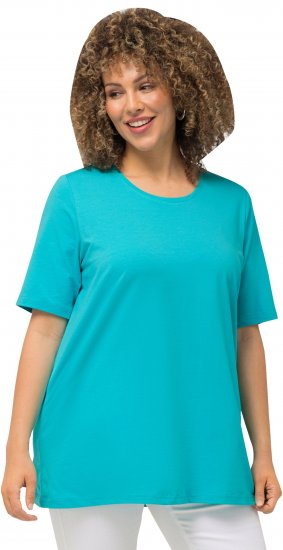 Ulla Popken Essential Round Neck Stretch Tee Deep Aqua - T-shirty - 