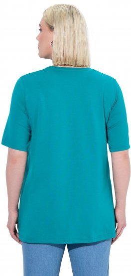Ulla Popken Essential Round Neck Stretch Tee Teal - T-shirty - 