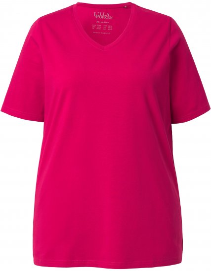 Ulla Popken Essential V-Neck Stretch Tee Dark Raspberry - T-shirty - 