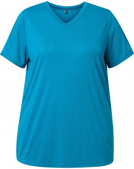 Ulla Popken Functional Antibacterial Finish V-Neck Short Sleeve Knit Top Opal Green - T-shirty - 