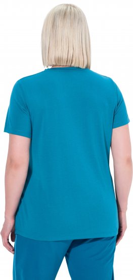 Ulla Popken Functional Antibacterial Finish V-Neck Short Sleeve Knit Top Opal Green - T-shirty - 