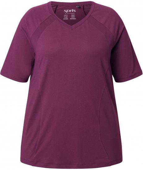 Ulla Popken Quick-Drying Short Sleeve T-Shirt Dark Cherry - T-shirty - 