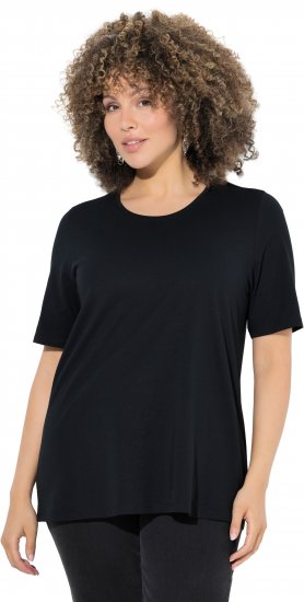 Ulla Popken Scoop Neck Short Sleeve Tee Black - T-shirty - 