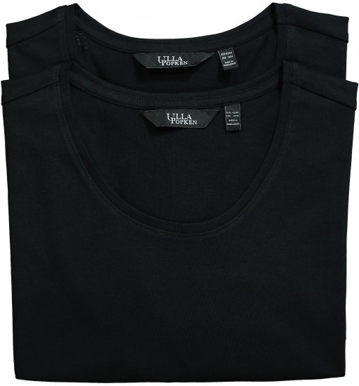 Ulla Popken Scoop Neck Short Sleeve Tee Black - T-shirty - 