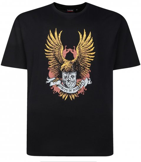 Espionage T442 Eagle Printed T-Shirt Black - Koszulki - T-shirty meskie Duże Rozmiary - 2XL-14XL