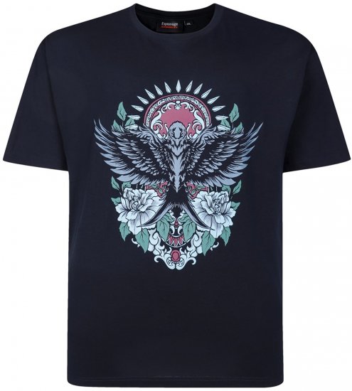 Espionage T444 Tiger Swallow Print T-Shirt Navy - Koszulki z nadrukiem - Koszulki z nadrukiem - 2XL-8XL
