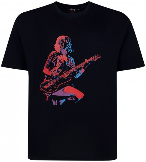 Espionage T454 Abstract Guitarist Printed T-Shirt Navy - Koszulki z nadrukiem - Koszulki z nadrukiem - 2XL-8XL
