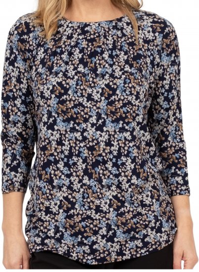 Scandinavian Caramel Tiny Flower Petals Blouse Light Blue - Koszulki z nadrukiem dla kobiet - 