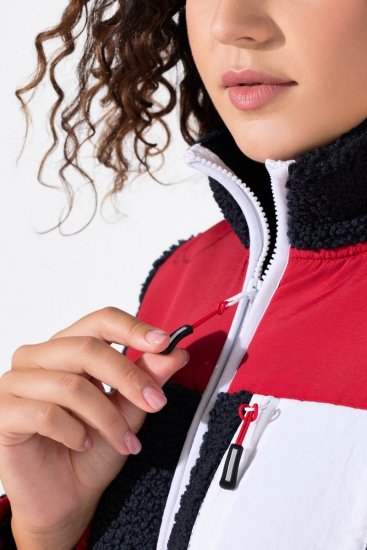 Ulla Popken Color Block Teddy Fleece Jacket Navy - Bluzy & bluzy z kapturem - Przytulne bluzy, hoody i swetry