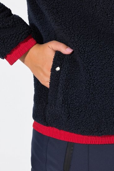 Ulla Popken Color Block Teddy Fleece Jacket Navy - Bluzy & bluzy z kapturem - Przytulne bluzy, hoody i swetry