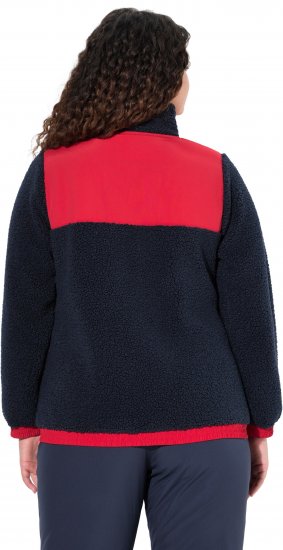 Ulla Popken Color Block Teddy Fleece Jacket Navy - Bluzy & bluzy z kapturem - 