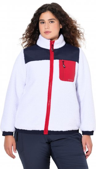 Ulla Popken Color Block Teddy Fleece Jacket Snow White - Bluzy & bluzy z kapturem - 