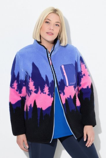 Ulla Popken Alpine Landscape Fleece Jacket Cloud Blue - Bluzy & bluzy z kapturem - Przytulne bluzy, hoody i swetry