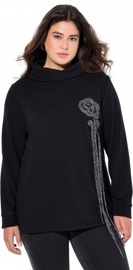 Ulla Popken Ribbon Detail Turtleneck Sweatshirt Black - Bluzy & bluzy z kapturem - 