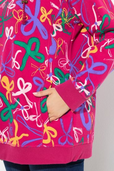 Ulla Popken Ribbon Print Turtleneck Sweatshirt Cherry Red - Bluzy & bluzy z kapturem - Przytulne bluzy, hoody i swetry