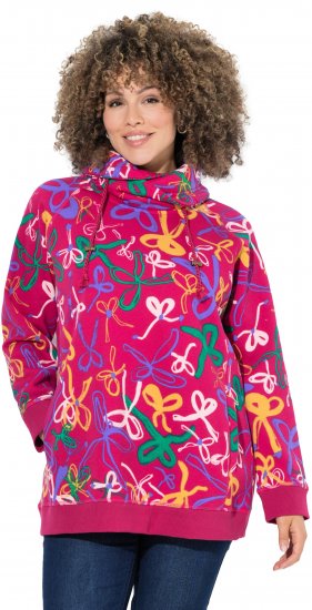 Ulla Popken Ribbon Print Turtleneck Sweatshirt Cherry Red - Bluzy & bluzy z kapturem - 