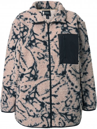 Ulla Popken Marble Print Teddy Fleece Jacket Dark Putty - Bluzy & bluzy z kapturem - 