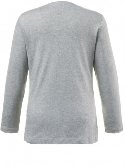 Ulla Popken Basic Round Neck Long Sleeve Slim Fit Cotton Tee Light Grey Melange - T-shirty - 
