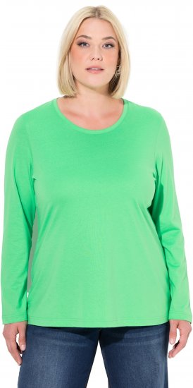 Ulla Popken Basic Round Neck Long Sleeve Slim Fit Cotton Tee Mint Green - T-shirty - 