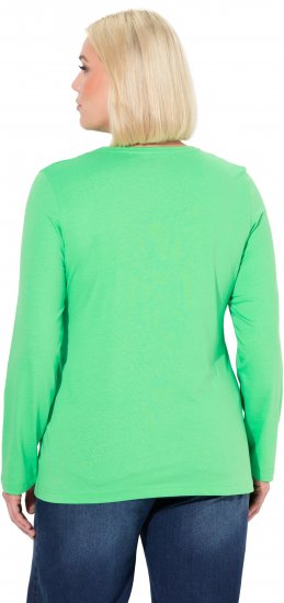 Ulla Popken Basic Round Neck Long Sleeve Slim Fit Cotton Tee Mint Green - T-shirty - 