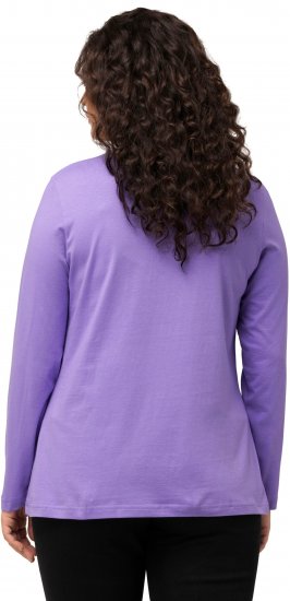 Ulla Popken Basic Round Neck Long Sleeve Slim Fit Cotton Tee Pale Lilac - T-shirty - 