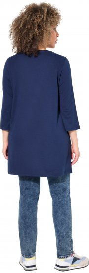 Ulla Popken Floral Motif 3/4 Sleeve Tunic Tee Ink Blue - Koszulki z nadrukiem dla kobiet - 