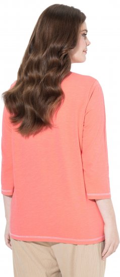 Ulla Popken Make It Amazing 3/4 Sleeve Graphic Tee Coral - Koszulki z nadrukiem dla kobiet - 